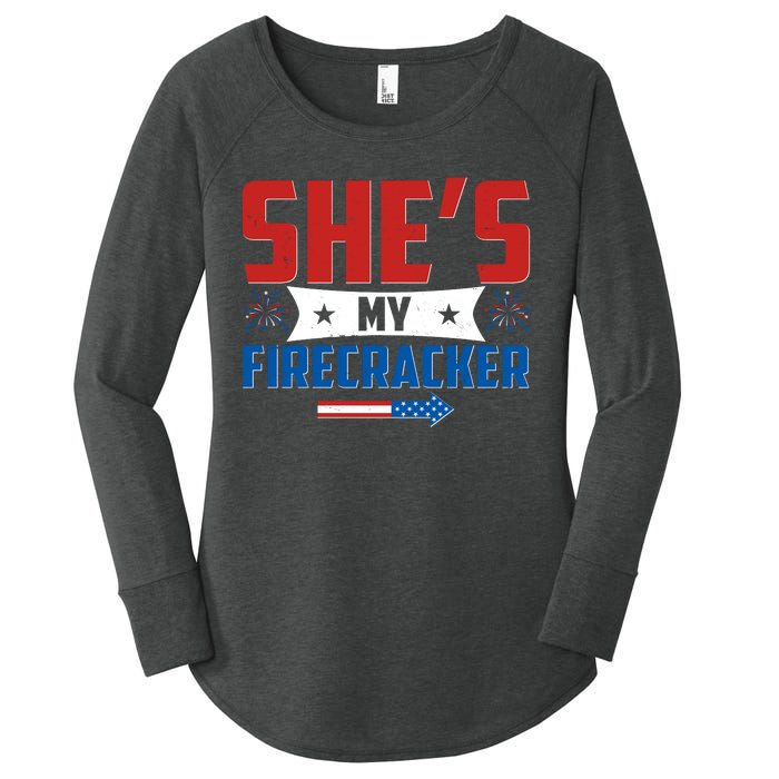 4th of July She's My Firecracker Matching Shirt Women's Perfect Tri Tunic Long Sleeve Shirt