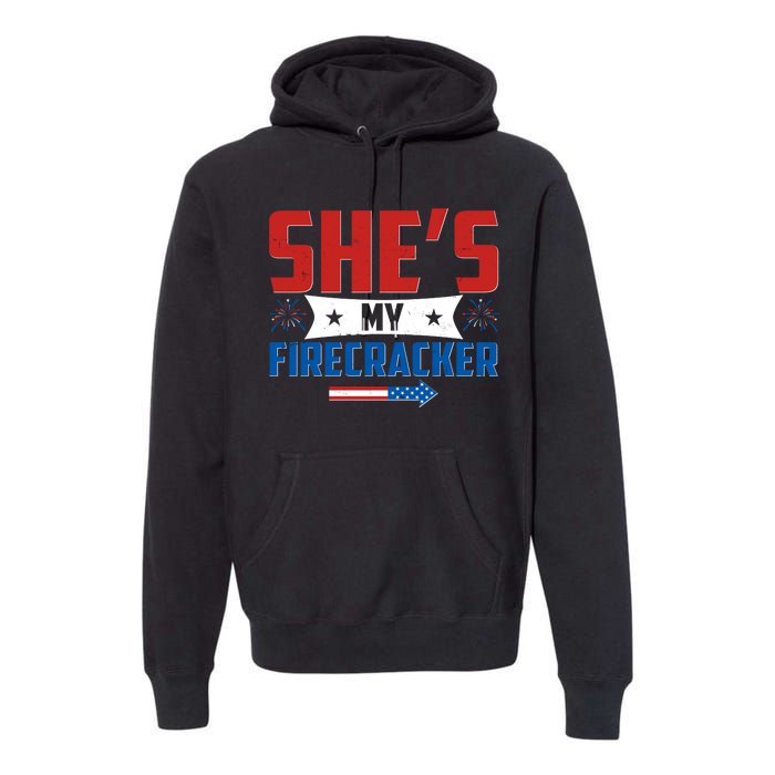 4th of July She's My Firecracker Matching Shirt Premium Hoodie