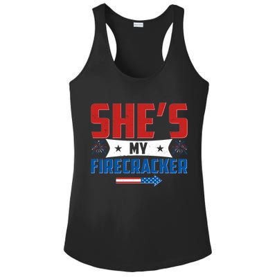 4th of July She's My Firecracker Matching Shirt Ladies PosiCharge Competitor Racerback Tank