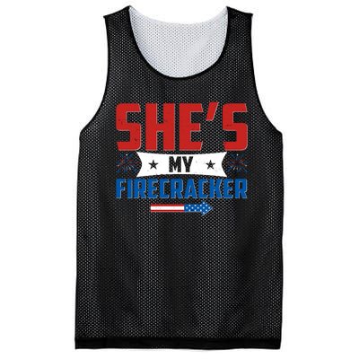 4th of July She's My Firecracker Matching Shirt Mesh Reversible Basketball Jersey Tank