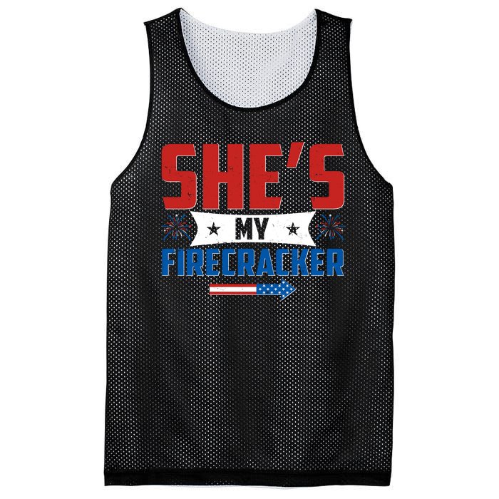 4th of July She's My Firecracker Matching Shirt Mesh Reversible Basketball Jersey Tank