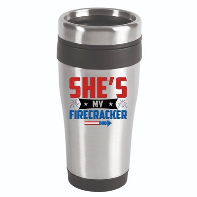 4th of July She's My Firecracker Matching Shirt 16oz Travel Tumbler