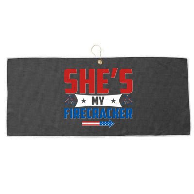 4th of July She's My Firecracker Matching Shirt Large Microfiber Waffle Golf Towel