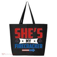 4th of July She's My Firecracker Matching Shirt 25L Jumbo Tote
