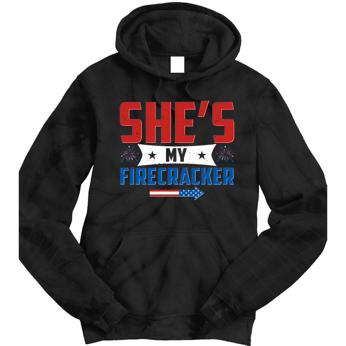 4th of July She's My Firecracker Matching Shirt Tie Dye Hoodie