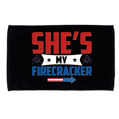 4th of July She's My Firecracker Matching Shirt Microfiber Hand Towel