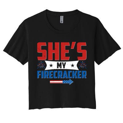 4th of July She's My Firecracker Matching Shirt Crop Top