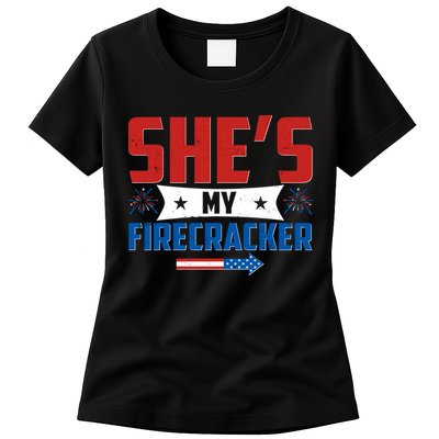 4th of July She's My Firecracker Matching Shirt Womens T-Shirt