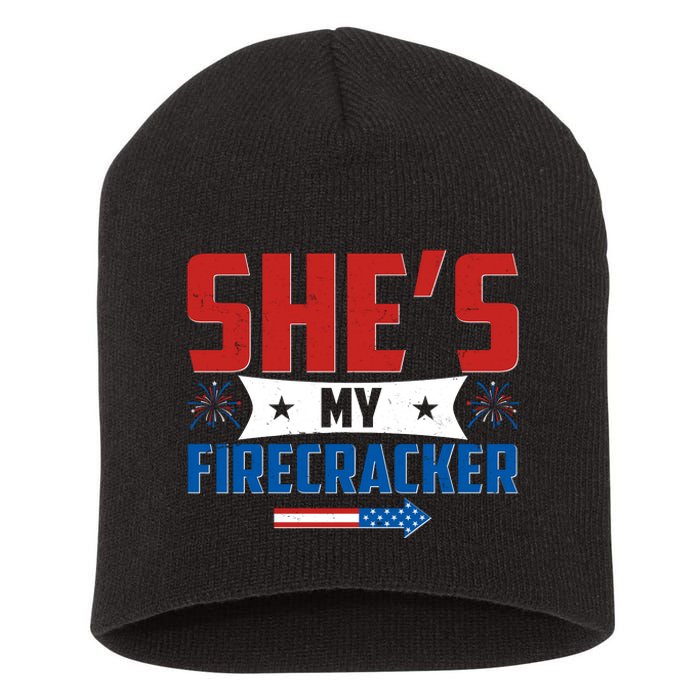 4th of July She's My Firecracker Matching Shirt Short Acrylic Beanie