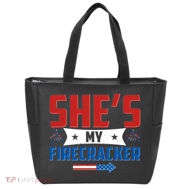 4th of July She's My Firecracker Matching Shirt Zip Tote Bag
