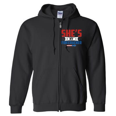 4th of July She's My Firecracker Matching Shirt Full Zip Hoodie