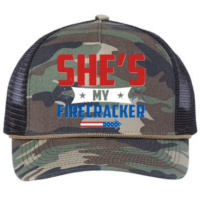 4th of July She's My Firecracker Matching Shirt Retro Rope Trucker Hat Cap