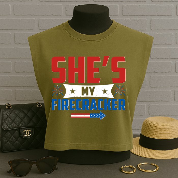 4th of July She's My Firecracker Matching Shirt Garment-Dyed Women's Muscle Tee