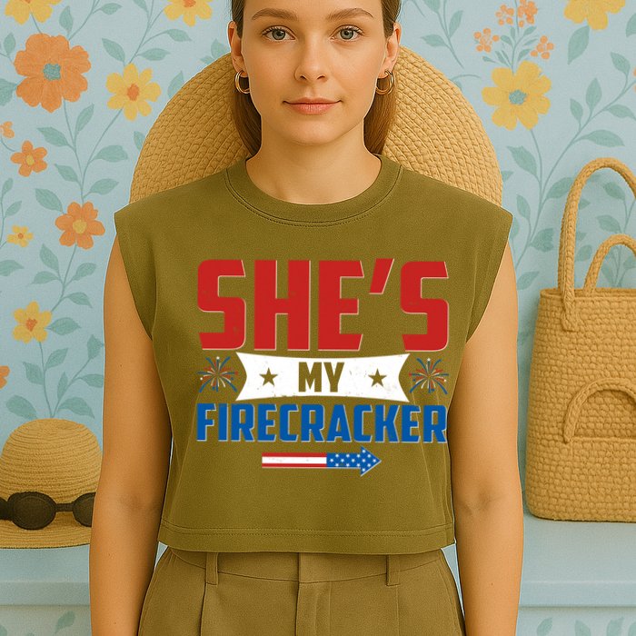 4th of July She's My Firecracker Matching Shirt Garment-Dyed Women's Muscle Tee