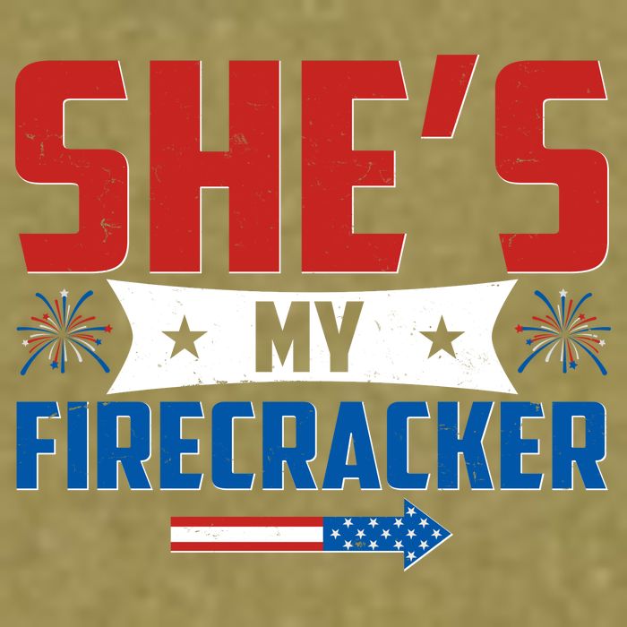 4th of July She's My Firecracker Matching Shirt Garment-Dyed Women's Muscle Tee