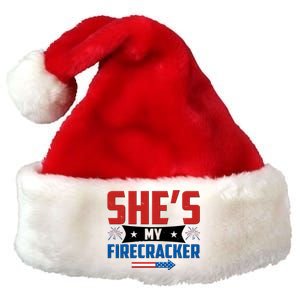 4th of July She's My Firecracker Matching Shirt Premium Christmas Santa Hat