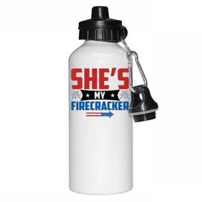 4th of July She's My Firecracker Matching Shirt Aluminum Water Bottle