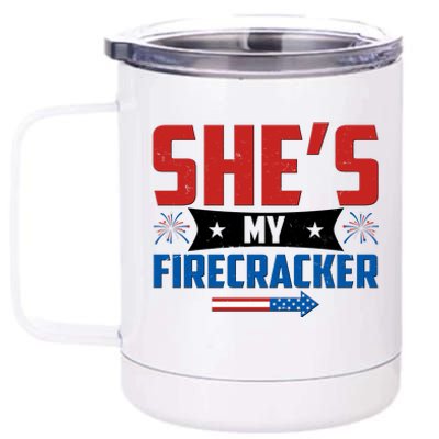 4th of July She's My Firecracker Matching Shirt 12 oz Stainless Steel Tumbler Cup