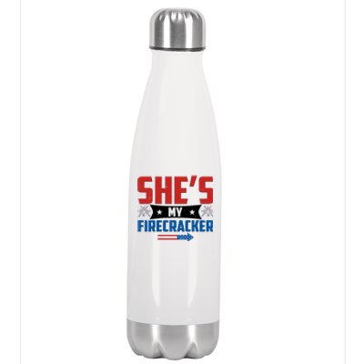 4th of July She's My Firecracker Matching Shirt Stainless Steel Insulated Water Bottle