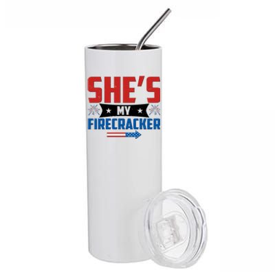 4th of July She's My Firecracker Matching Shirt Stainless Steel Tumbler