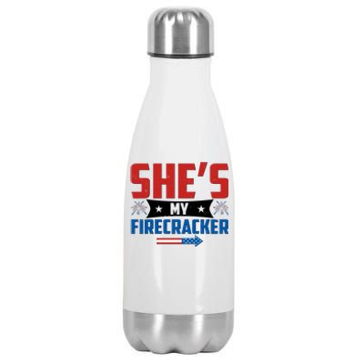 4th of July She's My Firecracker Matching Shirt Stainless Steel Insulated Water Bottle