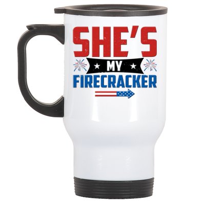 4th of July She's My Firecracker Matching Shirt Stainless Steel Travel Mug