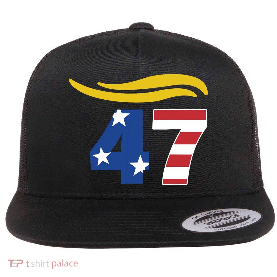 47 Trump Hair Flat Bill Trucker Hat