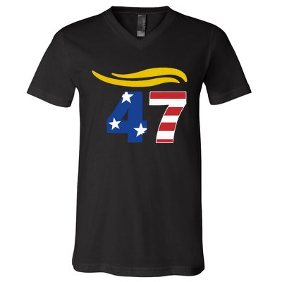 47 Trump Hair V-Neck T-Shirt