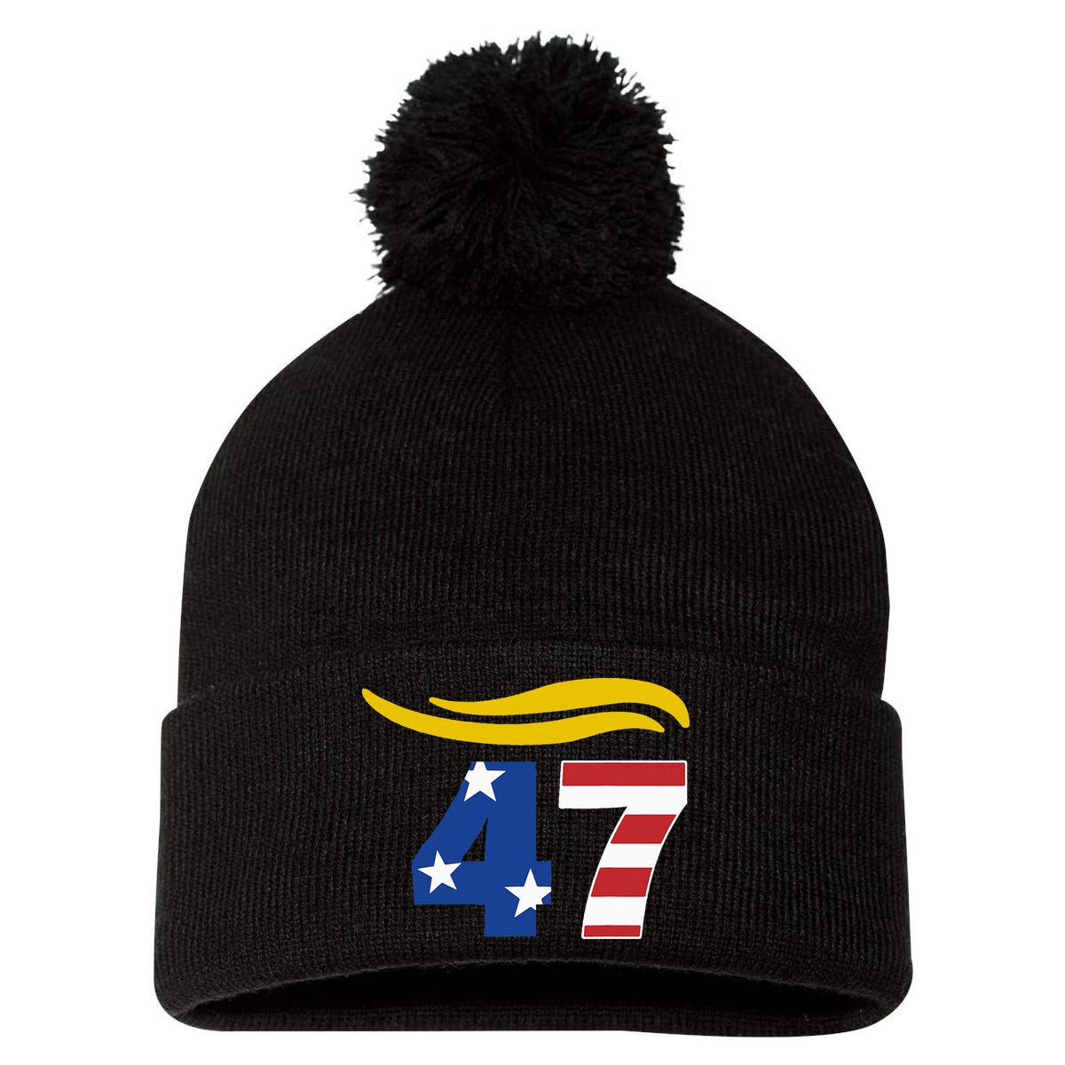 47 Trump Hair Pom Pom 12in Knit Beanie