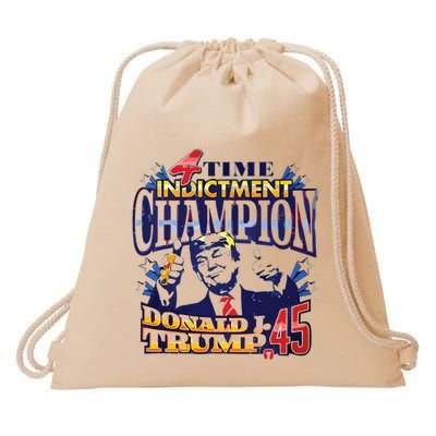 4 Time Indictment Champion Donald Trump 45 Drawstring Bag