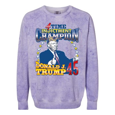 4 Time Indictment Champion Donald Trump 45 Colorblast Crewneck Sweatshirt