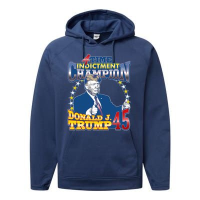 4 Time Indictment Champion Donald Trump 45 Performance Fleece Hoodie