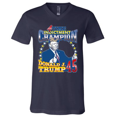 4 Time Indictment Champion Donald Trump 45 V-Neck T-Shirt