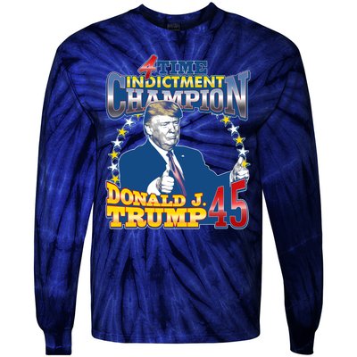 4 Time Indictment Champion Donald Trump 45 Tie-Dye Long Sleeve Shirt