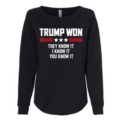 4546 They Know It I Know It You Know It Trump Won Womens California Wash Sweatshirt