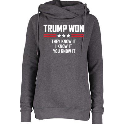 4546 They Know It I Know It You Know It Trump Won Womens Funnel Neck Pullover Hood