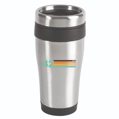 42 The Meaning Of Life Universe Everything Retro 16oz Travel Tumbler
