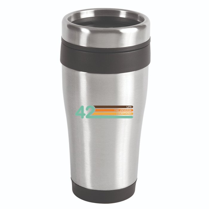 42 The Meaning Of Life Universe Everything Retro 16oz Travel Tumbler