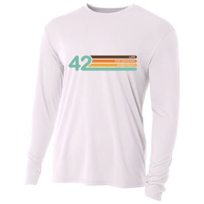 42 The Meaning Of Life Universe Everything Retro Cooling Performance Long Sleeve Crew