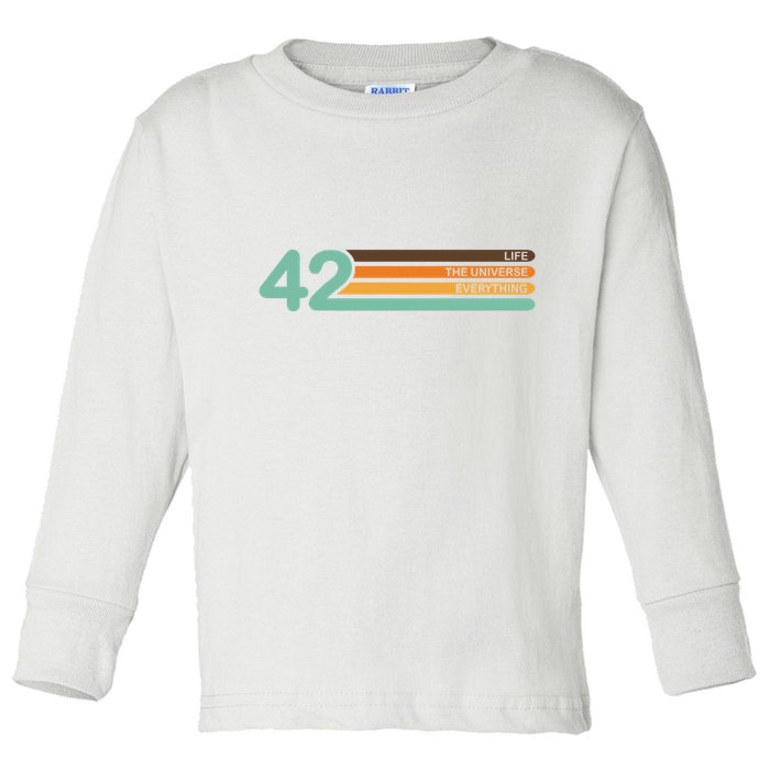 42 The Meaning Of Life Universe Everything Retro Toddler Long Sleeve Shirt