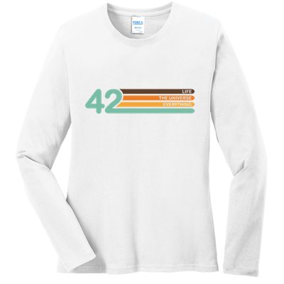 42 The Meaning Of Life Universe Everything Retro Ladies Long Sleeve Shirt