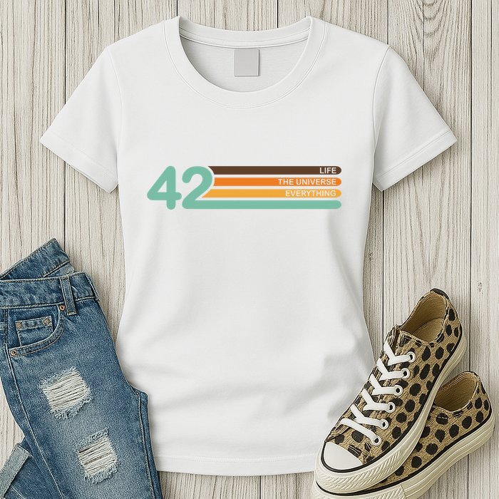 42 The Meaning Of Life Universe Everything Retro Womens T-Shirt