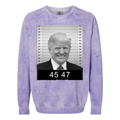 4547 Trump President 45 And 47 Trump Mugshot Colorblast Crewneck Sweatshirt