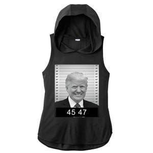 4547 Trump President 45 And 47 Trump Mugshot Ladies PosiCharge Tri-Blend Wicking Draft Hoodie Tank