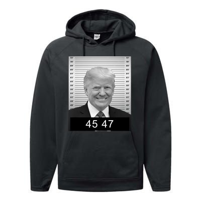 4547 Trump President 45 And 47 Trump Mugshot Performance Fleece Hoodie