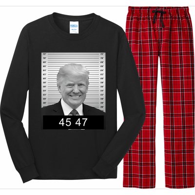 4547 Trump President 45 And 47 Trump Mugshot Long Sleeve Pajama Set