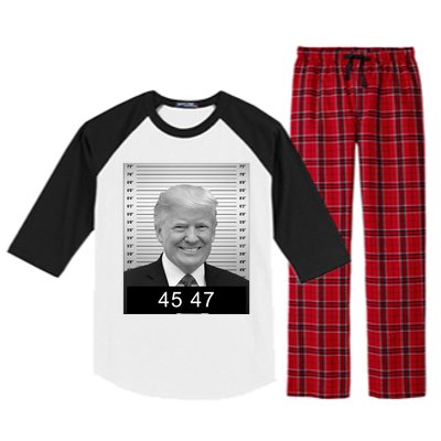 4547 Trump President 45 And 47 Trump Mugshot Raglan Sleeve Pajama Set