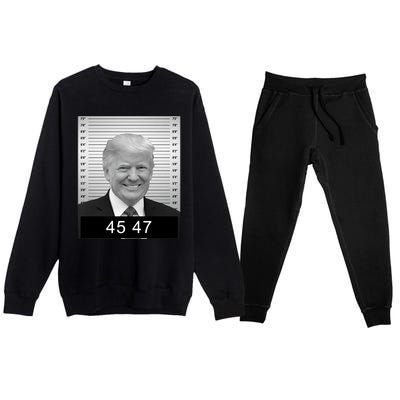 4547 Trump President 45 And 47 Trump Mugshot Premium Crewneck Sweatsuit Set