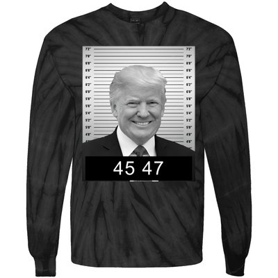 4547 Trump President 45 And 47 Trump Mugshot Tie-Dye Long Sleeve Shirt