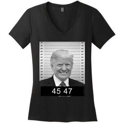 4547 Trump President 45 And 47 Trump Mugshot Women's V-Neck T-Shirt